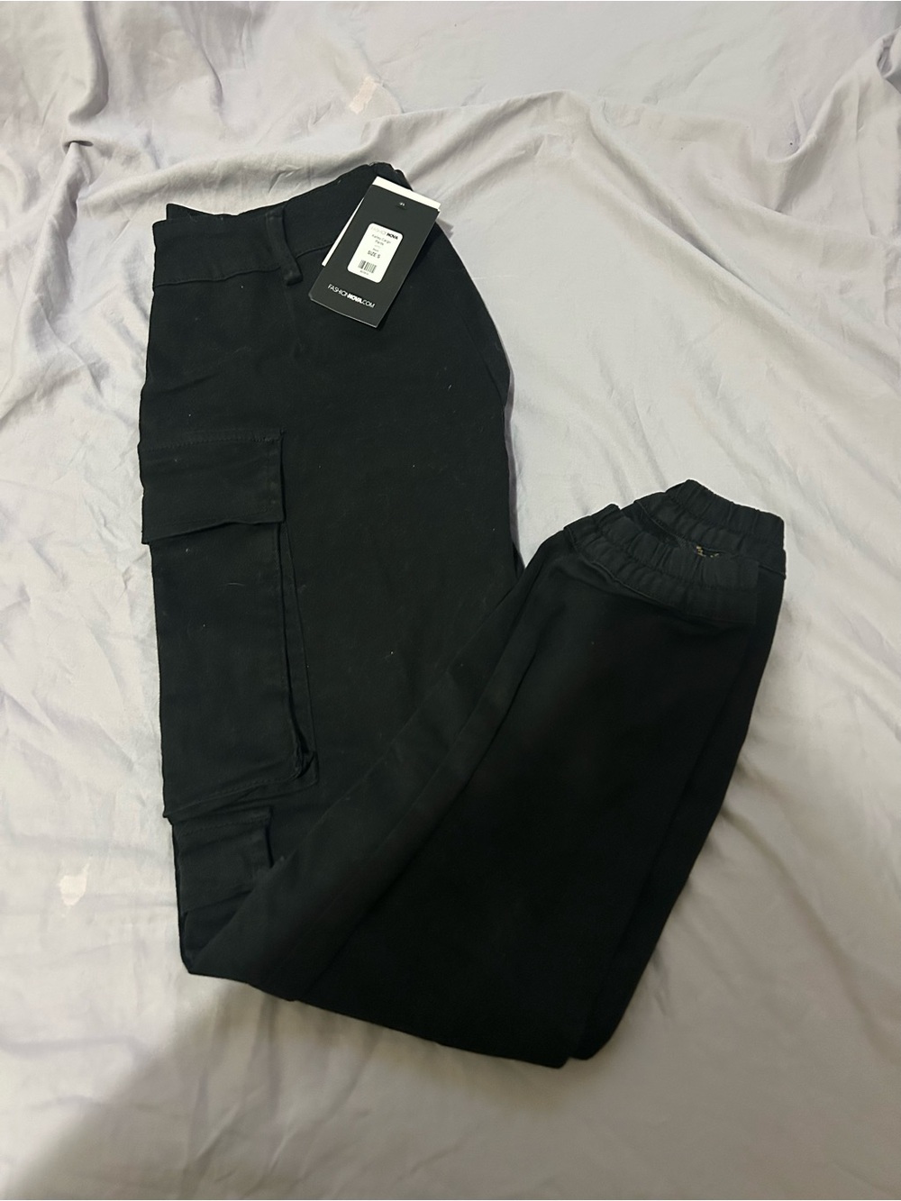 Fashion Nova Black Cargo Pants with Utility Pocket
